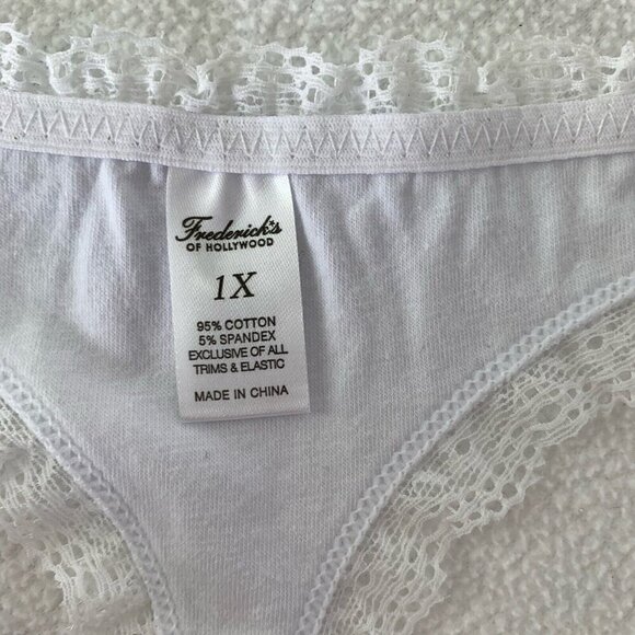 Frederick's of Hollywood Cora Cotton Lace Thong White 1X NWT - Picture 8 of 10